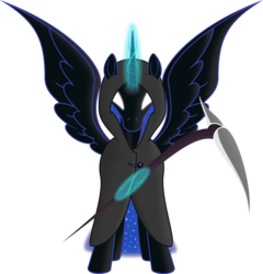 Size: 4415x4605 | Tagged: safe, artist:kopcap94, nightmare moon, pony, g4, absurd resolution, cloak, clothes, female, grim reaper, magic, scythe, simple background, solo, transparent background, vector