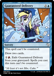 Size: 375x523 | Tagged: safe, artist:tonyfleecs, edit, idw, derpy hooves, g4, spoiler:comic, spoiler:comicff36, ccg, discworld, envelope, implied cup cake, magic the gathering, postmare, snow, trading card, trading card edit