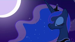 Size: 1280x720 | Tagged: safe, princess luna, alicorn, pony, g4, bust, closed mouth, eyes closed, female, mare, moon, moonlight, night, portrait, profile, sad, solo