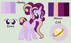 Size: 1600x976 | Tagged: safe, artist:rose-moonlightowo, oc, oc only, oc:galaxy star, pony, unicorn, female, mare, offspring, parent:flash sentry, parent:twilight sparkle, parents:flashlight, reference sheet, simple background, solo
