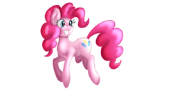 Size: 1280x720 | Tagged: safe, artist:jbond, pinkie pie, earth pony, pony, g4, female, jumping, mare, simple background, smiling, solo, white background