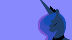 Size: 3842x2160 | Tagged: artist needed, safe, princess luna, alicorn, pony, g4, blue background, bust, eyes closed, female, high res, horn, lineless, mare, minimalist, modern art, no mouth, portrait, profile, sad, simple background, solo, wallpaper