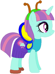 Size: 304x410 | Tagged: safe, artist:firestarartist, artist:user15432, sunny flare, butterfly, butterfly pony, pony, unicorn, equestria girls, g4, antenna, antennae, base used, butterfly costume, butterfly wings, clothes, equestria girls ponified, halloween, halloween costume, hasbro, hasbro studios, holiday, ponified, shoes, solo, wings