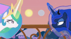 Size: 1200x674 | Tagged: safe, artist:forgalorga, princess celestia, princess luna, alicorn, pony, g4, angry, animated, balcony, cute, eclipse, female, gif, grin, it came from youtube, luna is not amused, mare, moon, night, royal sisters, sisters, smiling, solar eclipse, sun, unamused, youtube link