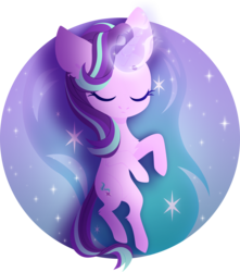 Size: 4000x4515 | Tagged: safe, artist:belka-sempai, starlight glimmer, pony, unicorn, g4, absurd resolution, cutie mark, eyes closed, female, glowing horn, hooves, horn, lineless, magic, mare, on back, simple background, solo, transparent background