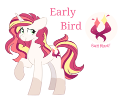 Size: 994x800 | Tagged: safe, artist:piidorenko, oc, oc:early bird, cutie mark, magical lesbian spawn, next generation, offspring, parent:sci-twi, parent:sunset shimmer, parents:scitwishimmer, smiling