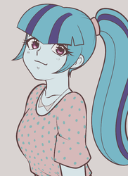 Size: 585x804 | Tagged: safe, artist:rileyav, sonata dusk, equestria girls, g4, clothes, cute, female, looking at you, ponytail, shirt, simple background, smiling, solo, sonatabetes