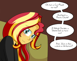 Size: 1000x800 | Tagged: safe, artist:jake heritagu, sunset shimmer, comic:ask motherly sunset shimmer, equestria girls, g4, blushing, couch