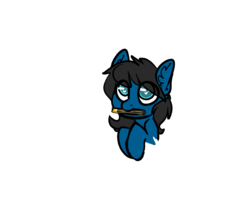 Size: 1314x1087 | Tagged: safe, artist:spoopygander, oc, oc only, oc:blue pone, pony, chibi, cute, ear fluff, eye clipping through hair, female, looking up, mare, minecraft, mouth hold, outline, simple background, solo, transparent background