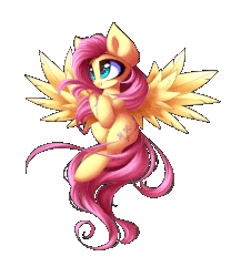 Size: 750x900 | Tagged: safe, artist:kaleido-art, artist:szafir87, fluttershy, pegasus, pony, g4, animated, cute, female, flying, gif, mare, shyabetes, simple background, smiling, solo, transparent background