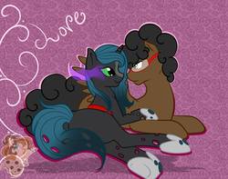 Size: 960x757 | Tagged: safe, artist:creativechibigraphics, oc, changeling, pegasus, pony, changeling oc, hoof shoes, prone, sombra eyes