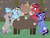 Size: 1024x768 | Tagged: safe, artist:kindheart525, artist:lazyy-llama, artist:php138, artist:randomdoesthings, oc, oc only, oc:discovery, oc:dusk star, oc:gilded prose, oc:lightning bolt, oc:solomon, earth pony, pegasus, pony, unicorn, kindverse, cup, glasses, magical gay spawn, offspring, parent:big macintosh, parent:cheerilee, parent:moondancer, parent:rainbow dash, parent:silver script, parent:soarin', parent:star bright, parent:twilight sparkle, parents:cheerimac, parents:soarindash, parents:starscript, parents:twiscript, spit take, teacup