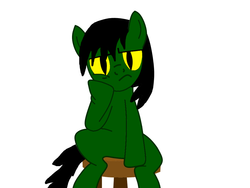 Size: 1024x768 | Tagged: safe, artist:didgereethebrony, oc, oc only, oc:taipan, original species, pony, snake pony, bored, chair, looking at you, simple background, sitting, slit pupils, solo, stool, waiting