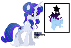 Size: 656x442 | Tagged: dead source, safe, artist:awoomarblesoda, oc, oc only, oc:moonstone, pony, unicorn, ethereal mane, female, mare, offspring, parent:oc:night thunder, parent:princess luna, parents:canon x oc, reference sheet, simple background, solo, starry mane, transparent background, unshorn fetlocks