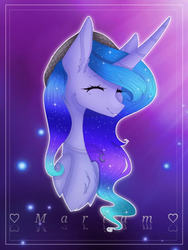 Size: 600x800 | Tagged: safe, artist:crystalraimbow, oc, oc only, oc:star galaxy, pony, unicorn, beanie, bust, female, hat, mare, portrait, solo