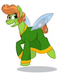 Size: 1550x1900 | Tagged: safe, artist:binkyt11, fairy, flutter pony, pony, crossover, fabulous, flying, freckles, ginger, grin, male, medibang paint, murfy, ponified, rayman, simple background, smiling, solo, stallion, transparent background