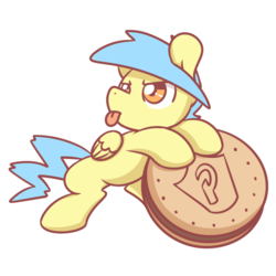 Size: 1280x1280 | Tagged: safe, artist:sugar morning, oc, oc only, oc:lost thunder, pegasus, pony, angry, chibi, cookie, cute, food, male, simple background, solo, stallion, standing, tongue out, transparent background