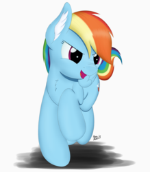 Size: 3500x4000 | Tagged: safe, artist:arcane-thunder, rainbow dash, pegasus, pony, g4, female, mare, open mouth, raised hoof, shadow, simple background, solo, white background