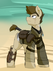 Size: 2500x3300 | Tagged: safe, artist:coatieyay, oc, oc only, oc:paladin, pony, ear piercing, earring, high res, jewelry, knife, leather armor, mad max, male, max rockatansky, piercing, tail wrap