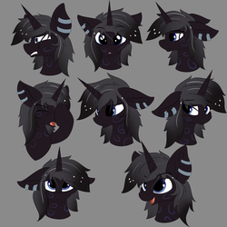 Size: 5000x5000 | Tagged: safe, artist:lunar froxy, oc, oc only, oc:nightfire, pony, absurd resolution, commission, expressions, eye clipping through hair, male, solo, stallion