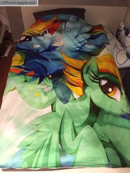 Size: 960x1280 | Tagged: safe, artist:rariedash, lightning dust, rainbow dash, g4, blanket, irl, photo