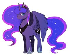 Size: 3733x2823 | Tagged: safe, artist:hosikawa, princess luna, alicorn, pony, g4, crosshatch, crown, cute, female, high res, jewelry, looking at you, mare, regalia, simple background, smiling, solo, white background
