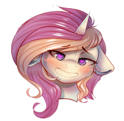 Size: 1261x1232 | Tagged: safe, artist:falafeljake, oc, oc only, oc:strawberry sorbet, pony, bust, emotions, floppy ears, heart eyes, simple background, solo, sticker, transparent background, wingding eyes, ych result