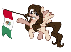 Size: 1632x1197 | Tagged: safe, artist:iheyyasyfox, oc, oc only, pegasus, pony, female, flag, mare, mexico, mouth hold, simple background, solo, transparent background