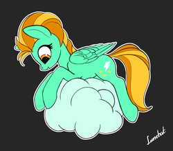 Size: 1724x1511 | Tagged: safe, artist:lunebat, lightning dust, pegasus, pony, g4, cloud, female, folded wings, looking down, mare, solo, wings