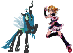 Size: 1450x1053 | Tagged: safe, artist:candycanecroft, artist:marinapg, queen chrysalis, g4, cure black, exploitable meme, german, meme, nagisa misumi, same voice actor, simple background, tanya kahana, white background