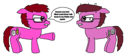 Size: 1165x501 | Tagged: safe, artist:logan jones, oc, oc:logan berry, g4, the mean 6, angry, clone, glasses, implied pinkie pie, implied shipping, implied straight, mean clone oc, mean logan berry