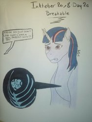 Size: 774x1032 | Tagged: safe, artist:0-van-0, twilight sparkle, father knows beast, g4, heartbreak, inktober, inktober 2018, lip bite, sad, speech bubble, traditional art, x-ray, x-ray picture