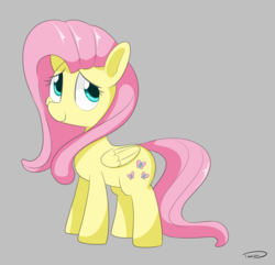 Size: 3396x3271 | Tagged: safe, artist:taurson, fluttershy, pegasus, pony, g4, cute, female, gray background, high res, mare, simple background, smiling, solo