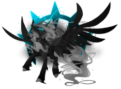 Size: 3216x2364 | Tagged: safe, artist:taiga-blackfield, oc, oc only, oc:malice, alicorn, pony, alicorn oc, blue eyes, evil, high res, simple background, smoke, solo, spread wings, transparent background, wings