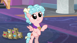 Size: 1280x720 | Tagged: safe, screencap, cozy glow, pegasus, pony, g4, school raze, cozy glow is best facemaker, cozybetes, cute, female, filly, foal, paper bag, solo