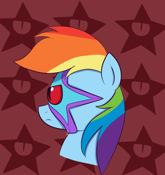 Size: 2137x2275 | Tagged: safe, artist:feralroku, rainbow dash, alien, pony, g4, bust, crossover, dc comics, high res, mind control, possessed, starro