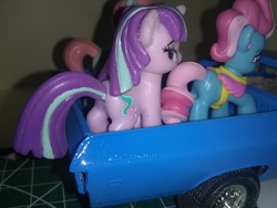 Size: 3264x2448 | Tagged: safe, cup cake, starlight glimmer, g4, blind bag, car, chevrolet el camino, everfree customs, flank, high res, irl, looking back, photo, she knows, toy