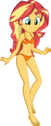 Size: 532x1313 | Tagged: safe, artist:charliexe-edits, edit, editor:marcuvan0, sunset shimmer, equestria girls, g4, belly button, bikini, breasts, clothes, female, simple background, solo, swimsuit, transparent background