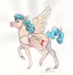 Size: 1024x1060 | Tagged: safe, artist:sagastuff94, cozy glow, pegasus, pony, school raze, bow, butt, colored hooves, cozy glutes, evil smirk, female, filly, foal, hair bow, hoers, looking at you, looking back, looking back at you, plot, raised hoof, realistic anatomy, realistic horse legs, ringlets, signature, simple background, solo, tail bow, traditional art, trotting, white background