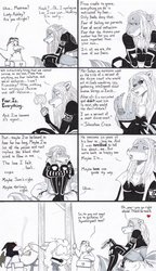 Size: 739x1280 | Tagged: safe, artist:ashleyfableblack, oc, oc only, bird, pegasus, penguin, pony, anthro, ballgag, cigarette, comic, female, furry, gag, guillotine, hate art, heart, imminent death, imminent decapitation, imminent murder, mare, monochrome, partial color, unfortunate implications, wide eyes