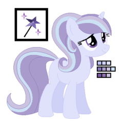 Size: 415x429 | Tagged: dead source, safe, artist:awoomarblesoda, oc, oc only, oc:starlit sensation, pony, unicorn, female, magical lesbian spawn, mare, offspring, parent:starlight glimmer, parent:trixie, parents:startrix, reference sheet, simple background, solo, transparent background