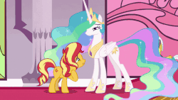 Size: 800x450 | Tagged: safe, screencap, princess celestia, sunset shimmer, twilight sparkle, alicorn, pony, unicorn, equestria girls, equestria girls specials, g4, my little pony equestria girls: better together, my little pony equestria girls: forgotten friendship, animated, apologetic, apology, faic, female, forgiveness, heartwarming, hoof shoes, hug, it happened, male, mare, reunion, royal guard, smiling, squee, stallion, the prodigal sunset, twilight sparkle (alicorn)