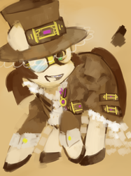 Size: 1000x1338 | Tagged: safe, artist:dhui, oc, oc only, oc:master engineer chet, pony, buck legacy, concept art, female, glasses, hat, jabot, looking at you, mare, solo, steampunk, top hat