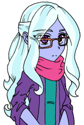Size: 562x833 | Tagged: safe, artist:fantasygerard2000, sugarcoat, equestria girls, g4, alternate hairstyle, clothes, female, glasses, scarf, simple background, solo, white background
