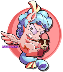 Size: 400x456 | Tagged: safe, artist:zipo-chan, cozy glow, pegasus, pony, g4, school raze, female, filly, simple background, skull, solo, transparent background