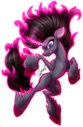 Size: 1024x1571 | Tagged: safe, artist:thatonegib, oleander (tfh), classical unicorn, pony, unicorn, them's fightin' herds, 2018, angry, cloven hooves, community related, eyelashes, female, glowing, glowing eyes, glowing horn, horn, leonine tail, looking at you, magic, mare, simple background, solo, teeth, transparent background, unshorn fetlocks