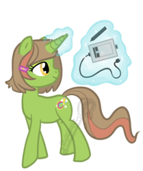 Size: 1004x1200 | Tagged: safe, artist:stickycrop, oc, oc only, oc:willow whisperwind, pony, unicorn, female, magic, simple background, solo, tablet, transparent background