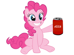 Size: 2048x1536 | Tagged: artist needed, safe, pinkie pie, earth pony, pony, g4, coca-cola, coke, conk, cute, diapinkes, meme, ponk, simple background, sitting, smiling, soda, soda can, white background