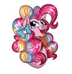 Size: 1024x1058 | Tagged: safe, artist:jack-pie, part of a set, pinkie pie, earth pony, pony, g4, bust, female, mare, rainbow power, simple background, smiling, solo, transparent background