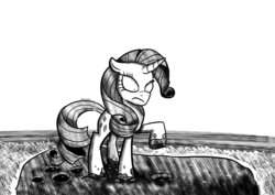 Size: 4093x2894 | Tagged: safe, artist:tkitten16, rarity, pony, g4, female, inktober, inktober 2018, mud, muddy hooves, simple background, solo